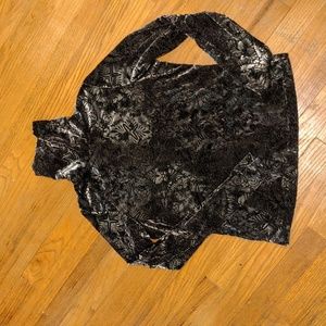 Sno Skins Vintage Blouse Medium Grey and Silver Long Sleeve Cowl Neck textured